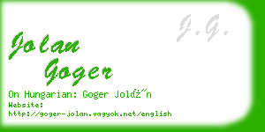 jolan goger business card